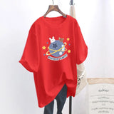 Women T-shirt Rabbit Printed Short Sleeve Women Loose Tops Summer Student Streetwear O-neck Sweet Girls Tee Shirt