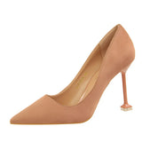 Zingj Korean Version Fashion Sexy Pedicure Show Thin High Heels Women's Shoes Thin Heel High Heel Suede Shallow Pointed Single