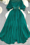 Autumn Women Sexy Slash Neck Lace Patchwork Irregular Party Long Dress Red/Black/Green Lantern Sleeve Off Shoulder