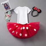 Mouse Baby Girls Dress 1st Baptism Dress For Infant Girl 2 Years Old Baby Kids Clothes Polka Dots Summer Newborn