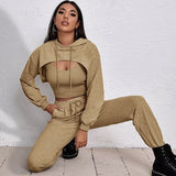 Autumn/Winter Hoodie Loose Vest Hoodie Sports Slow Running Three-Piece Suit