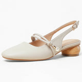 Zingj 2023 New Thick Heel French Line With Pearl Middle Heel Empty Single