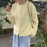 Zingj Spring Autumn New Female Bow Knot Pearl Buckle Knit Cardigan Chic Sweater Design Sense Small Coat