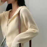 Double-headed Zipper Solid Color Hooded CardiganOutfit