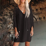 Women's Wear Ins Popular Pleated Split Neckline Lace Shoulder-Back Beach