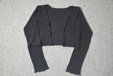 Long Sleeve Knit Cardigan Crop Coat Two-piece Dress Ladies Drawstring Floral V-neck French Suspender Robe Suit