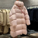 High Luxury Big 90 White Duck Down Down Jacket Women's Long 2024 Fashion Extremely Cold And Thick Puffs Warm Loose Coat-Outfit