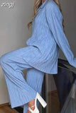 Pants Suits Women Button Up Shirt And High Wasit Pants Set Spring Autumn Ladies Pleated Elegant Loose 2 Piece Pant