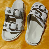 Zingj Size Slippers Female 2023 New Sweet Cool Belt Buckle Willow Nail Flat Slippers Wear Open Toe Word