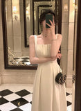 White Satin Midi Dresses for Women 2023 Elegant Party Suspender Female Clothes Fashion Waist Closure Evening Summer