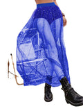 Nightclub Sexy Perspective Pleated Lace Hip Skirt Net Gauze High Waist Half
