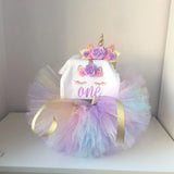 Baby Infant Christening One Year 1st Birthday Outfit Princess Cottoning Baptism Baby Girl Unicorn Dress Baby