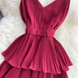 Women Draped Ruffle Spaghetti Strap Dress Sexy Vacation Beach Vestidos Female Elegant High Waist Slim Midi Robe 2023