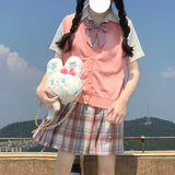 Women Sweater Vests Embroidery V-neck Preppy Style Fashionable All-match Ulzzang Schoolgirls JK Streetwear Kawaii Sweet