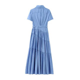 New Spring Style Spliced Dress With Belt Shirt