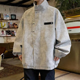 And Winter Wearing Black Ash Splicing Colliding College Style Cardigan Sweater Over The Couple Niche Oversize Knitwear