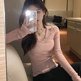 Zingj Waxy Polo Neckline Sweater Slim And Slim Vintage Sweater Women Wear A Bottomed Blouse With Long Sleeves In Early