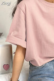 Sleeve T-shirts Women Summer Embroidery Loose Korean Style Simple All-match Trendy Causal Chic Girls Ins BF Tees Daily