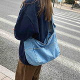 Large Washed Denim Crossbody BagOutfit