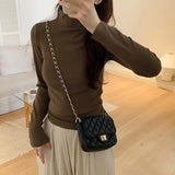 Collar Threaded Bottom Women Wear Temperamental Long-Sleeved T-Shirts In Autumn And