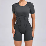 Zingj Three-Dimensional Beauty Sports Yoga Suit Integrated Tight Short Sleeve Hollow Back Conjoined Suit Female Fitness Clothing-Outfit