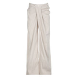 Zingj Style Personality Irregular Kink Waist Head Casual Pants Female Low Waist Solid Color Loose Wide