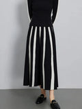 Black Patchwork Long Skirt- Outfit