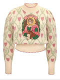 And Winter Vintage Jacquard Embroidery Pullover Knitted Sweater Women's Korean Fashion Versatile Female Casual