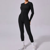 Zingj Sha New Winter Integrated Sports Yoga Suit Bare Back Tight Long Sleeve Trousers Jumpsuit 10122-Outfit
