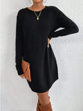 Solid Color Sexy Knitted Skirt Female Geometric Pattern Thread Round Collar Sweater