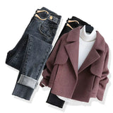 Zingj Temperament Wear A Fried Street Suit Female 2024 Autumn Winter Stylish Show Skinny Jeans Short Woolen Coat Three-Piece Set-Outfit