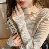 Zingj Machine Hollow Out Bottom Sweater Female Winter 2023 New Fat Sister Age Reduction Show Thin Simple Wind Knit