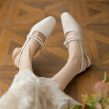 Zingj 2023 New Thick Heel French Line With Pearl Middle Heel Empty Single
