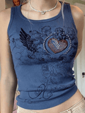 Heart Rhinestone Rib Crop Tank Top- Outfit