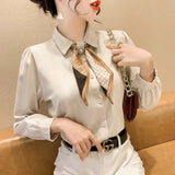 Shot Spring New Tie Foreign Style Bow Chiffon Shirt Long Sleeve Shirt Female Jacket
