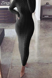 Thicken Turtleneck Sweater Maxi Dress Women Lace Up Knitted Long Dress Female Knitwear Soft Vestidos 2023 High