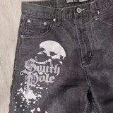 Style Denim Pants In Summer Gothic Dark Style Denim Shorts Printed Denim Shorts Fashion And Leisure