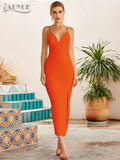 New Summer Women White Bodycon Bandage Dress Sexy V Neck Spaghetti Strap Club Celebrity Evening Runway Party Long