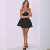 Strapless Upturned Flare Mini Dress- Outfit