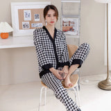 Pajamas Set V Neck Design Cross Letter Print Sleepwear Silk Home Clothes Large Size Nightwear Cute Underwear Sleep