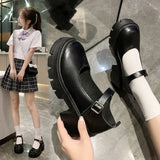 Jane Female British Style Jk Shoes Retro Square Style Small Leather Shoes Women's Summer Thin Style With Skirt