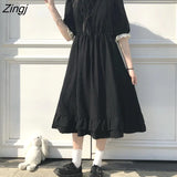 Women Lace Cute Summer Simple Solid Leisure Korean Style Sweet Ladies Fashion Sundress All-match Preppy Comfortable