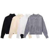 Women's French Zipper Knitting Bomber Jacket 2142207