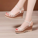 Heel Sandals Summer 2023 New Muffin Thick Bottom Waterproof Table With Frosted All Kinds Of Large Size Women's