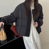 Baseball Collar 90 White Duck Down Down Jacket Women's Short 2024 Winter Fashion Knit Stitching Puffs Feel Bread Clothes Tide-Outfit