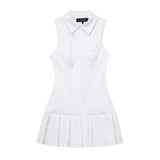 Spring Style Wide-Pleated Shirt Style One-Piece Dress