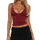 Women's Fashion Sexy V-Neck Solid Color Bhise Body Repair Small Sling Dress