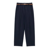 New Braided Ribbon Decorative Blended Straight Leg Pants