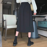 Skirts Women Mid-calf College A-line High Waist Korean Style All-match Friends Streetwear Chic Female Bottom Юбка