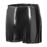 Zingj Men's PVC Mirror Bright Leather Casual Shorts Sexy Zipper Open File Lederhoers Size